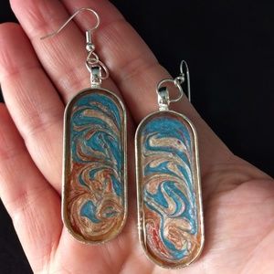 Hand painted silver earrings